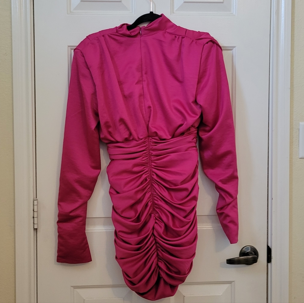House of CB Giorgiana Satin Draped Pink Mini Dress - Picture 6 of 11